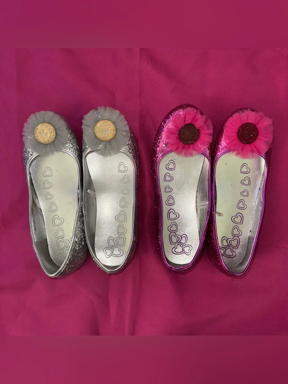 Children’s Place Girls Glitter Flower Ballet Flats size 4 bundle *NEVER WORN*